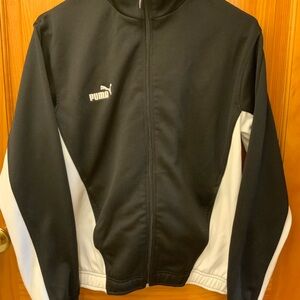Puma Men's Black and White Athletic Zip Up Jacket